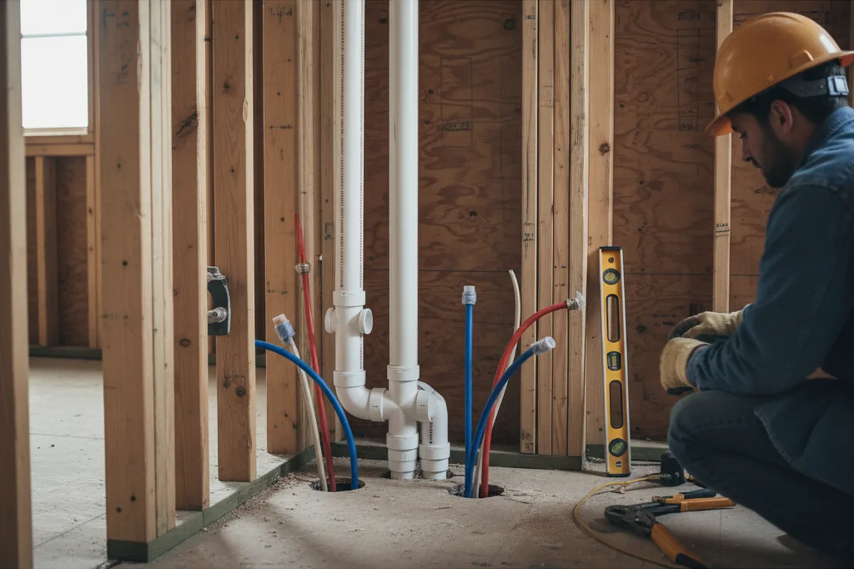 Drain and supply rough-in during Garbage Disposal Repair in Johnstown
