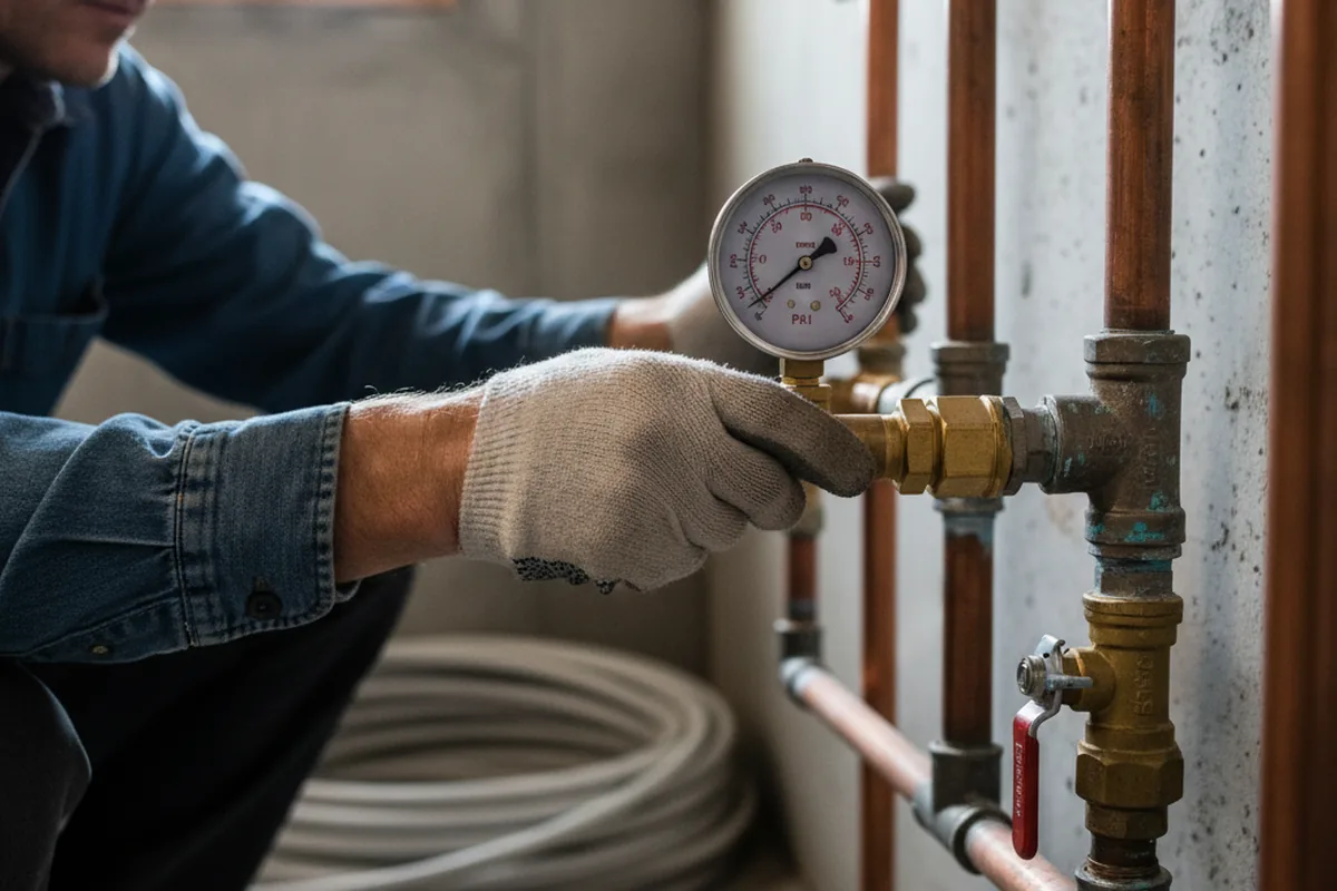 Pressure testing a repaired line during Water Line Repair in Johnstown